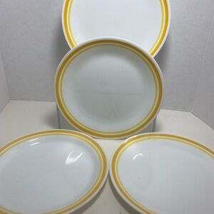Set of 4 Corelle Citrus Yellow Striped Salad Sandwich Luncheon Plates